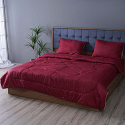 Danube Home 4-Piece Urbane Reversible Comforter Set, King, Red