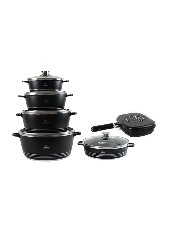 

Danube Home 12-Piece Life Smile Cookware Set, BB-12, Black