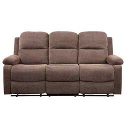 Danube Home Salvoy 3 Seater Fabric Recliner, Brown