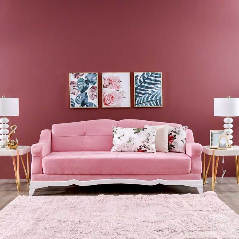 Danube Home Linda 3 Seater Fabric Sofa, Bordo Pink