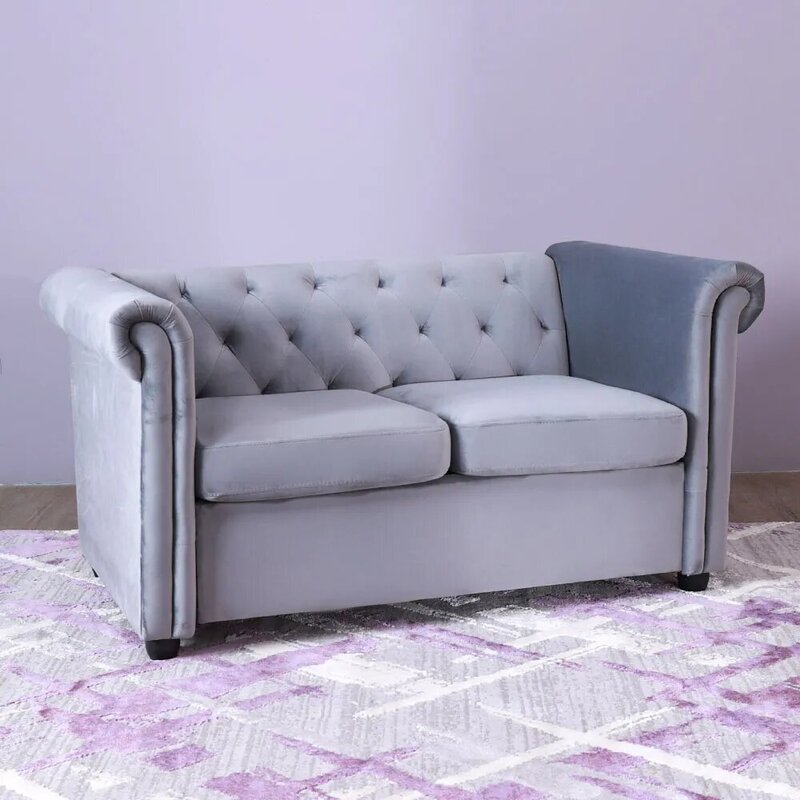 Danube Home Chester Plain Fabric Sofa, Two Seater, Grey