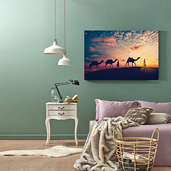 Danube Home Lorena Sunset Camel Trekking Stretched Canvas, 80 x 120cm, Multicolour