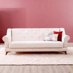Danube Home Perla Fabric Sofa, Triple Seater, Cream Off White