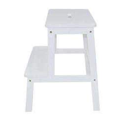 Danube Home Albany 2 Step Bamboo Wood Stool, White