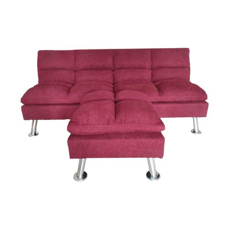 Danube Home Carissa Fabric Ottoman, Red