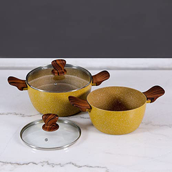 Danube Home 7-Piece Fissman Granite Cookware Set, Royal Mustard Yellow