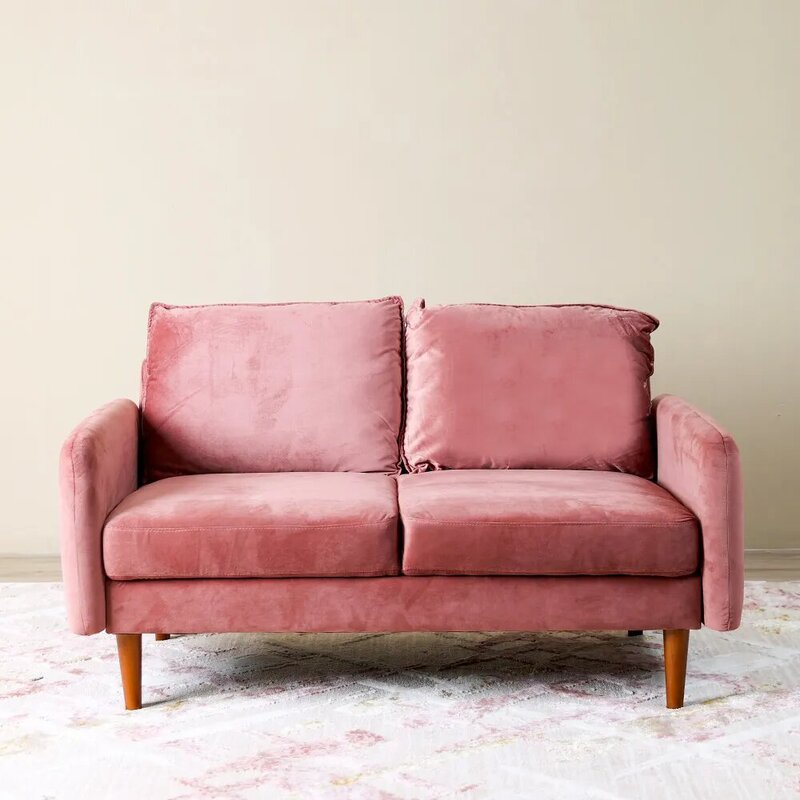 Danube Home Arman Plain Fabric Sofa, Two Seater, Old Rose Pink