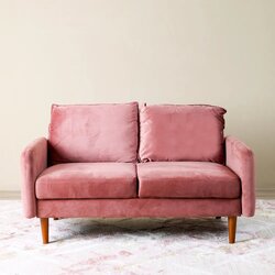 Danube Home Arman Plain Fabric Sofa, Two Seater, Old Rose Pink