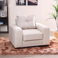 Danube Home Kristel Print Fabric Sofa, Single Seater, Beige