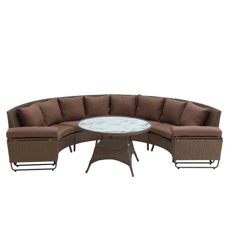 Danube Home Fiona 6-Seater C-Shape Sofa Set, 4 Pieces, Brown