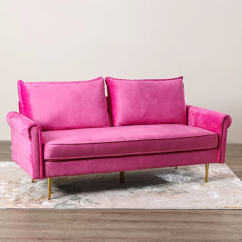 Danube Home Sorceris Fabric Sofa, Triple Seater, Pink