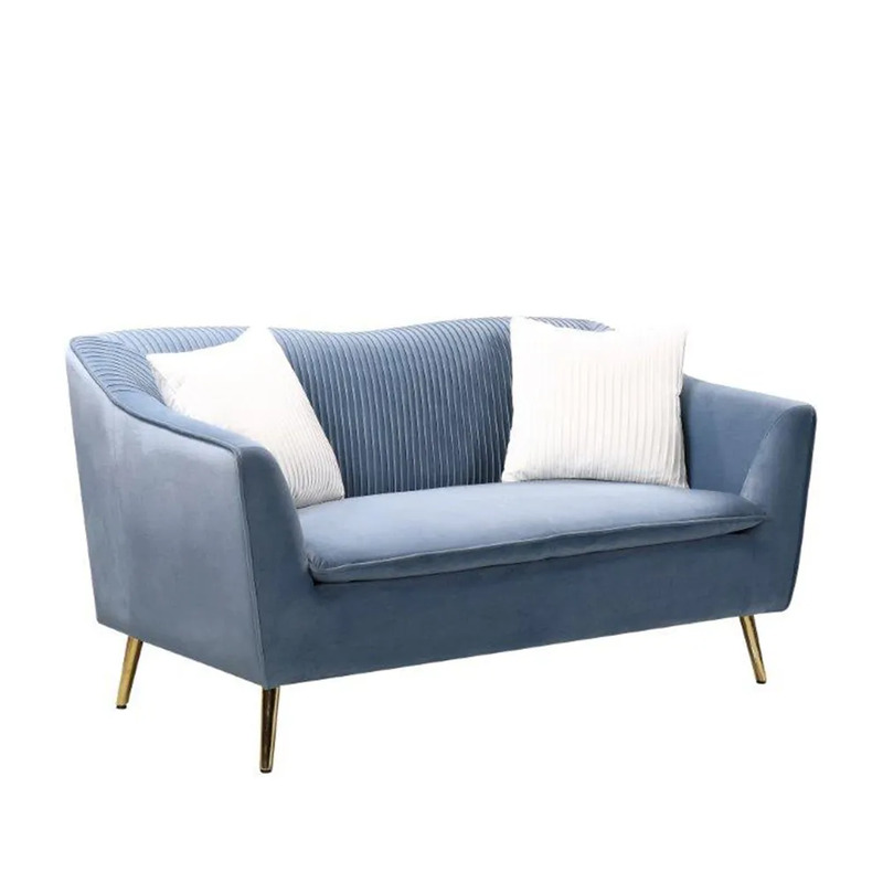 Danube Home Agnes Fabric Sofa, Double Seater, Sky Blue/White