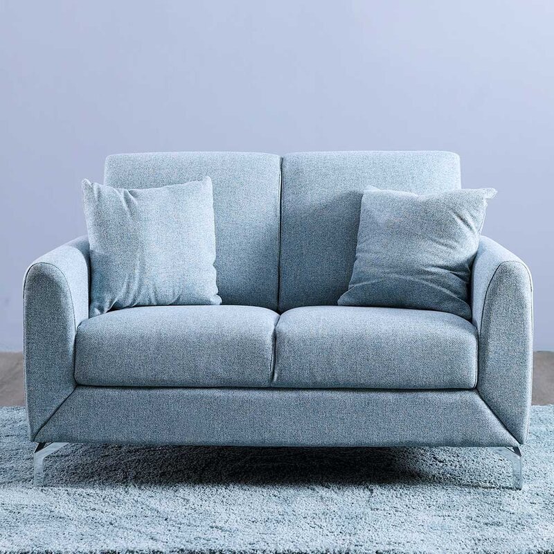 

Danube Home Jozel Plain Fabric Sofa, Two Seater, Blue