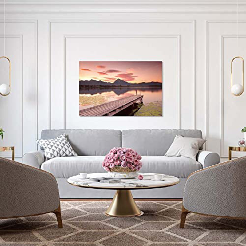 

Danube Home Lorena Warm Lake And Bridge Canvas Framed Art, Multicolour