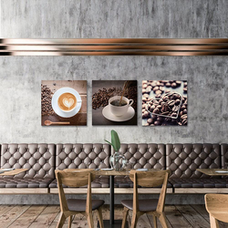 Danube Home Lorena Coffee Stretched Canvas Set, 3 Pieces, 40 x 40 x 1.8cm, Multicolour