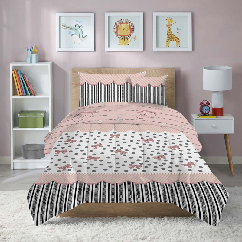

Danube Home 5-Piece Bows & Bunny Teens Comforter Set, Pink