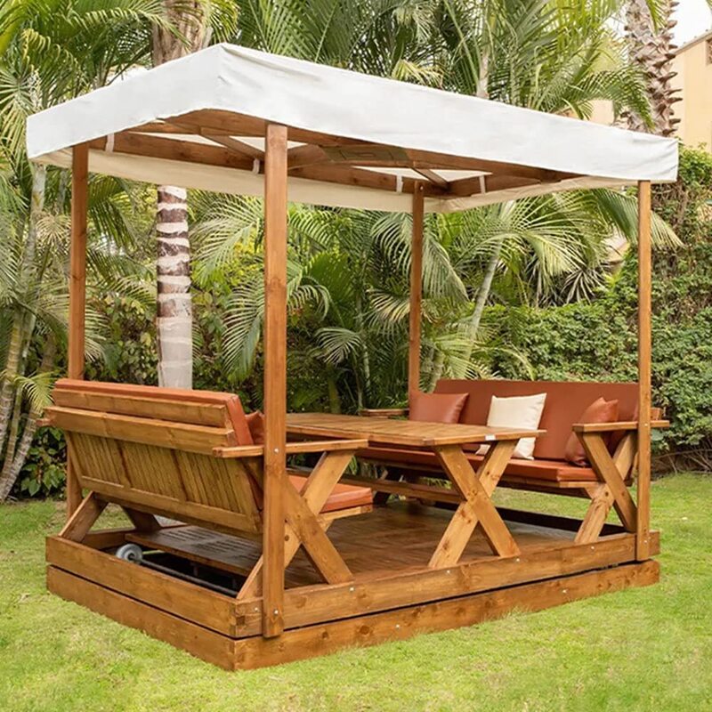 Danube Home Alexandra Gazebo Wooden Frame, Brown