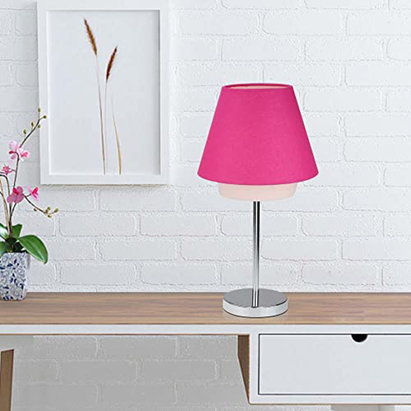 

Danube Home Rondo Metal Table Lamp, Chrome/Rosy/Pink