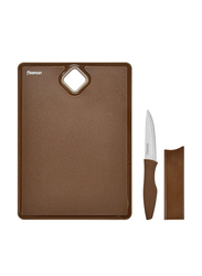 Danube Home 2-Piece Silicone Knife with Small Cutting Board, 2692, Choco Brown