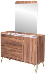 Danube Home Nature Dresser with Mirror, Walnut/Marble