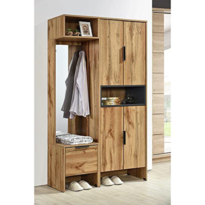 

Danube Home Chandler Shoe Cabinet With Mirror Stand, Beige