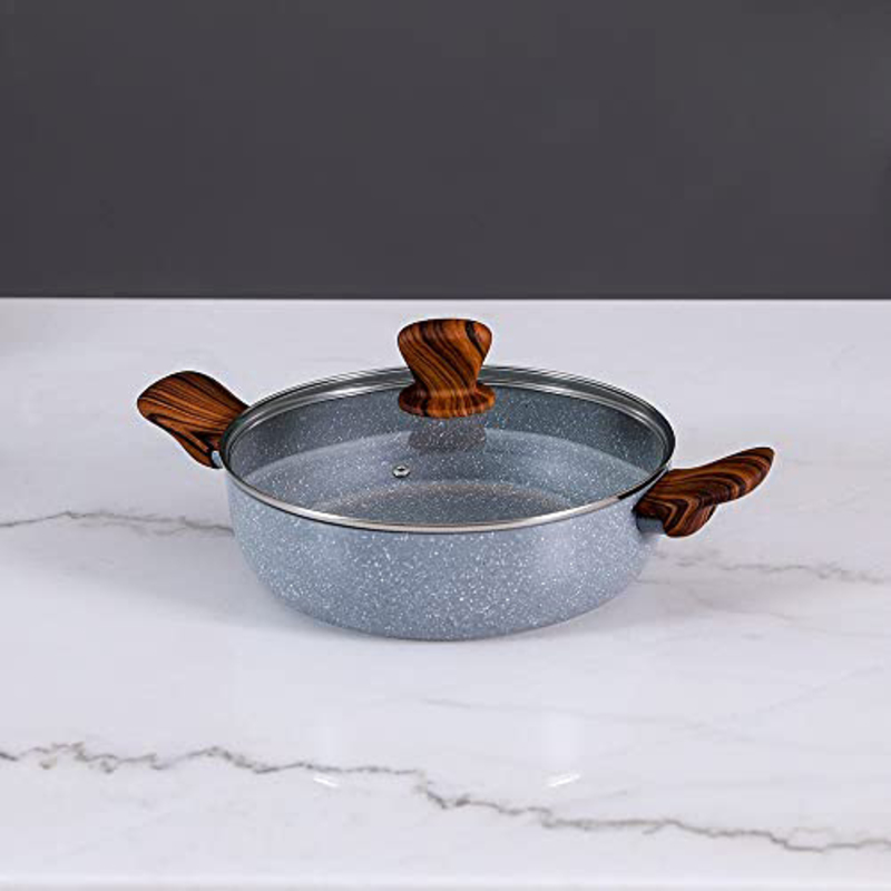 Danube Home 7-Piece Fissman Granite Cookware Set, Royal Light Grey