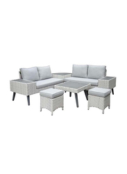 Danube Home 6-Seater Riza Rattan Sofa Set, Grey