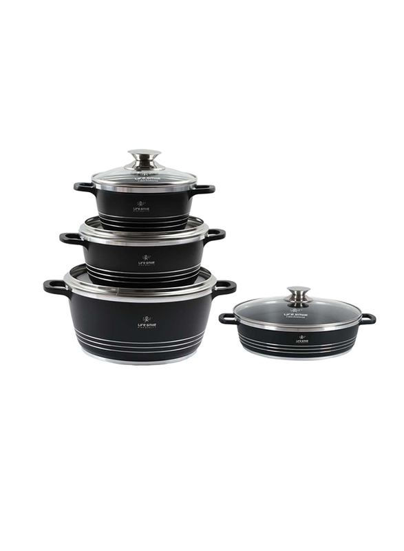

Danube Home 8-Piece Life Smile Cookware Set, BB-8, Black