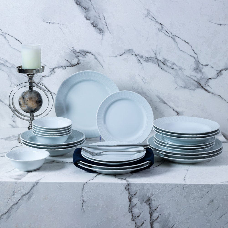 

Danube Home 24-Piece Kutahya Sedef Dinner Set, KP-SF24YS00, White