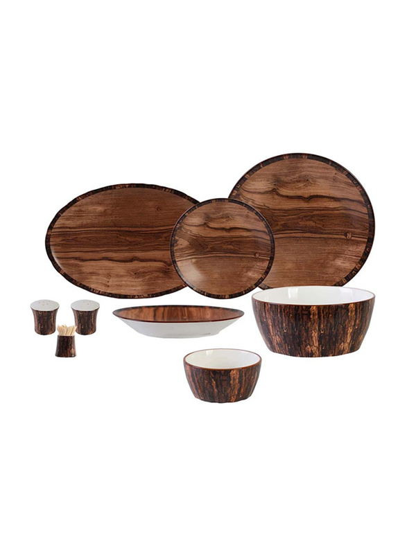 

Danube Home 30-Piece Life Smile Round Dinner Set, LL-3D, Brown