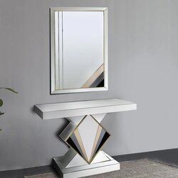 Danube Home Bass Console with Mirror, Silver