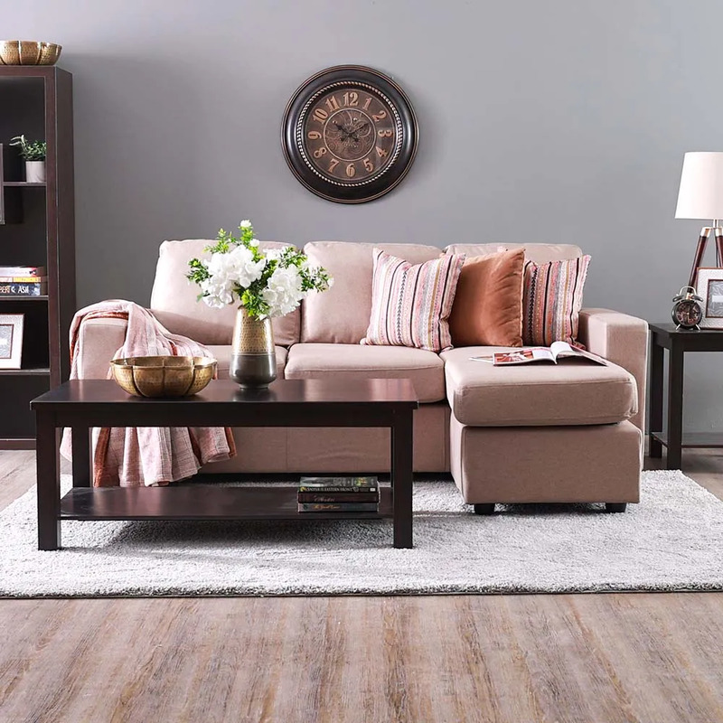 Danube Home Lara Right/Left Reversible 3 Seater Corner Sofa, Beige