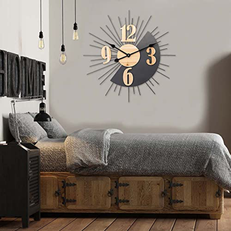 

Danube Home Stolpa Sunflower Metal Wall Clock, Black/Gold