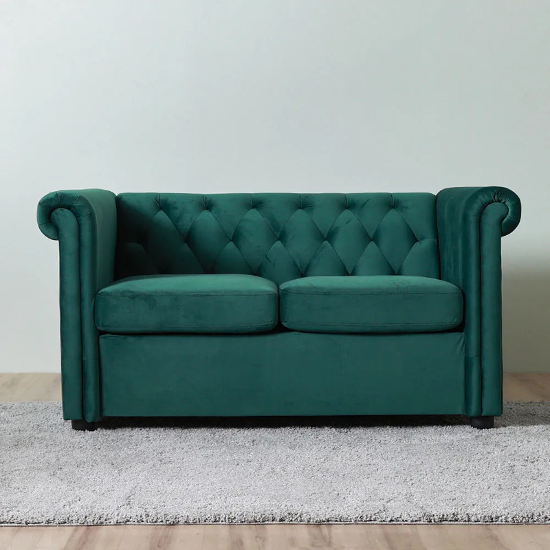 Danube Home Chester 2 Seater Fabric Sofa, Green