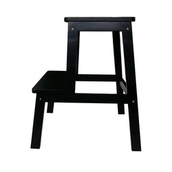Danube Home Albany 2 Step Bamboo Wood Stool, Black