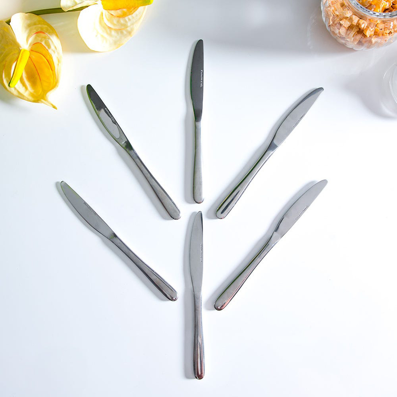 Danube Home 6-Piece Raj Cuisine Desert Knife Set, Silver