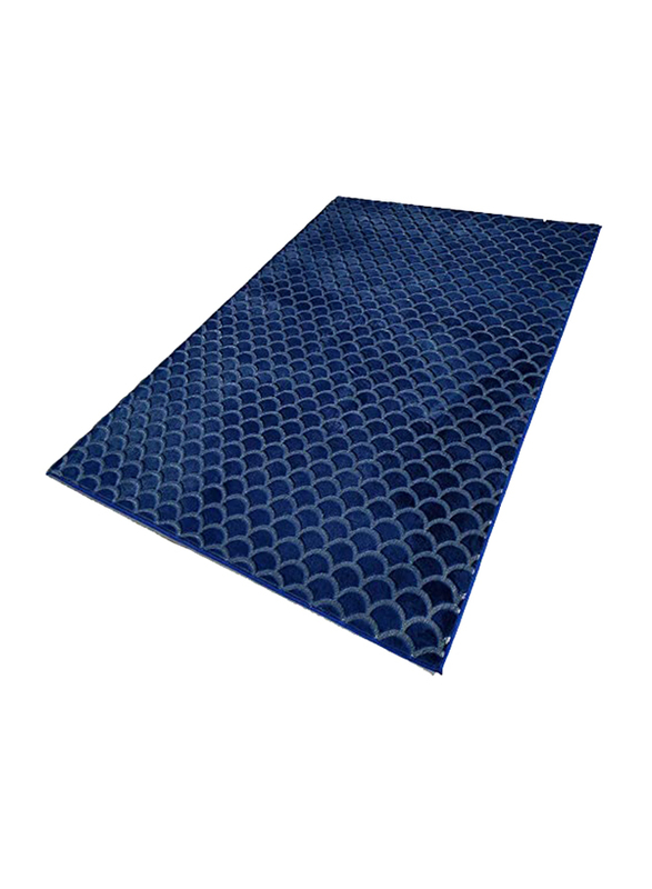 

Danube Home Rabbit Fur With Foil Design Rugs, Blue