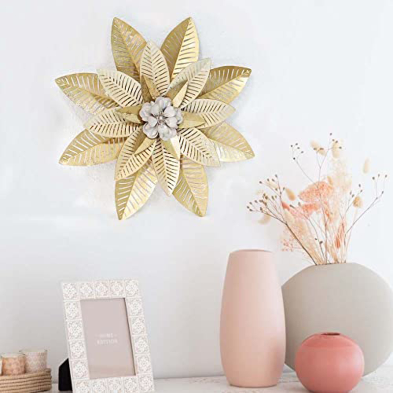 

Danube Home Alayna Multiple Layer Lotus Flower Wall Decoration, Gold