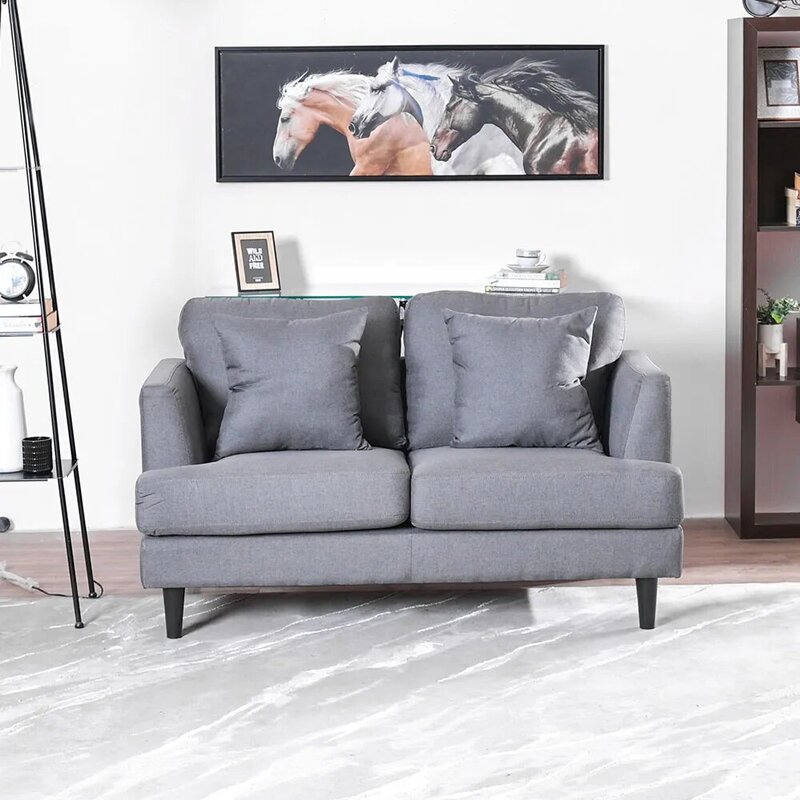Danube Home Renz Fabric Sofa, Two Seater, Dark Grey