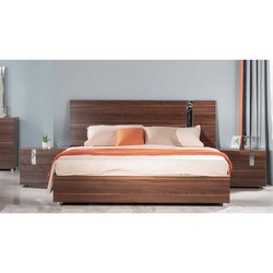 Danube Home Maybell King Bed Set, King, Walnut/Silver