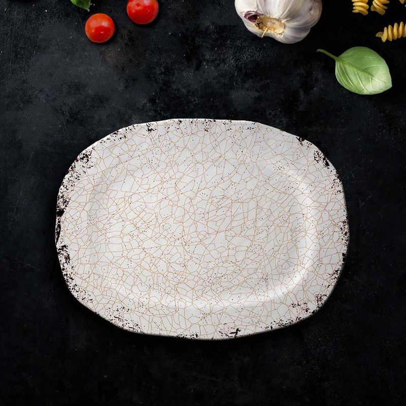 

Danube Home 12-inch Rustic Rectangle Platter, SH64928, White
