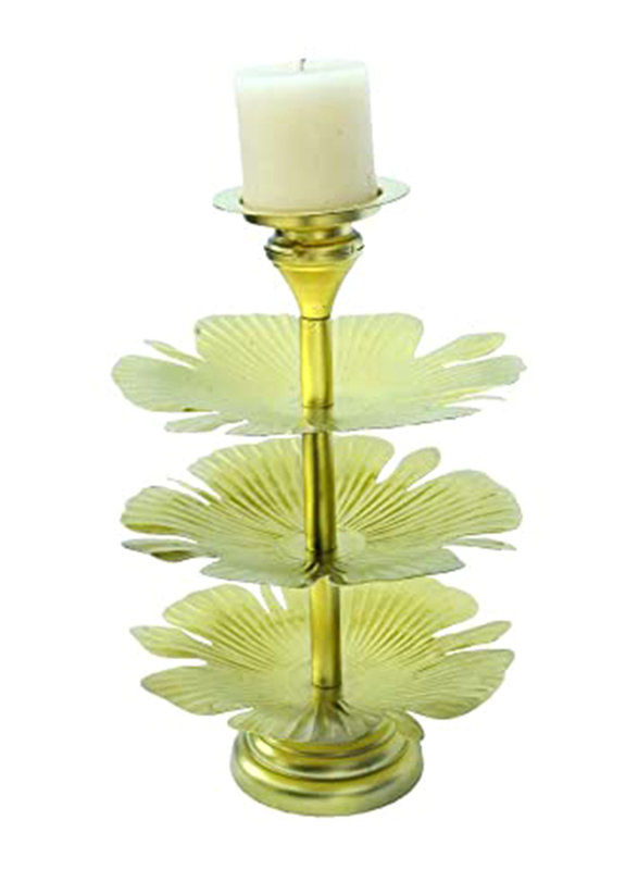 

Danube Home Arianna Lotus Pillar Candle Holder, Gold