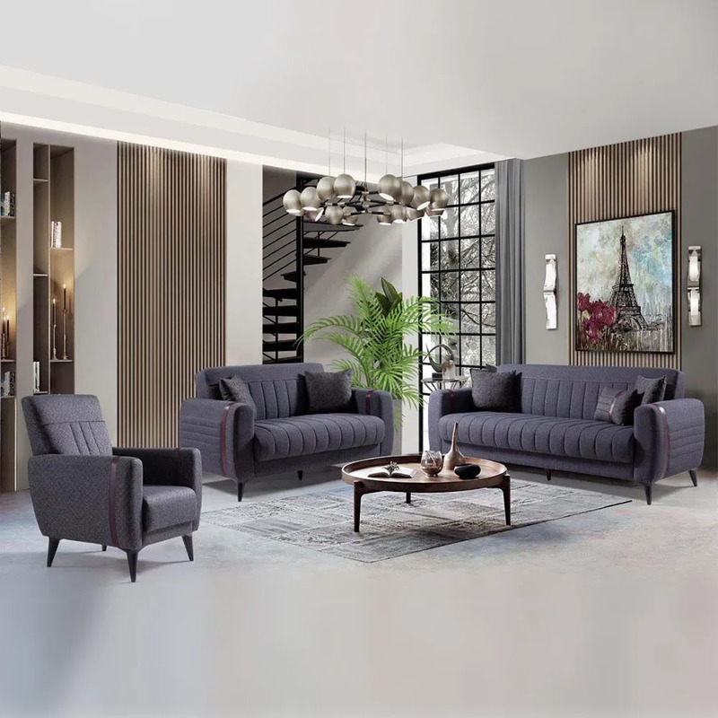 Danube Home Doha 2 Seater Fabric Sofa Bed with Storage, Charcoal Dark Grey