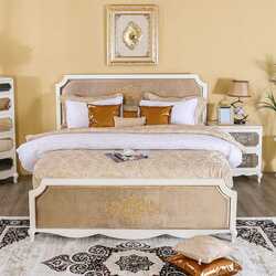 Danube Home Alena King Bed, White/Gold