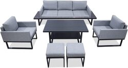 Danube Home Vertigo 7-Seater Outdoor Sofa Cum Dining Set, Beige