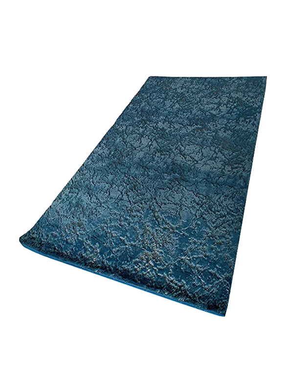 

Danube Home Rabbit Fur With Foil Design Rugs, Blue