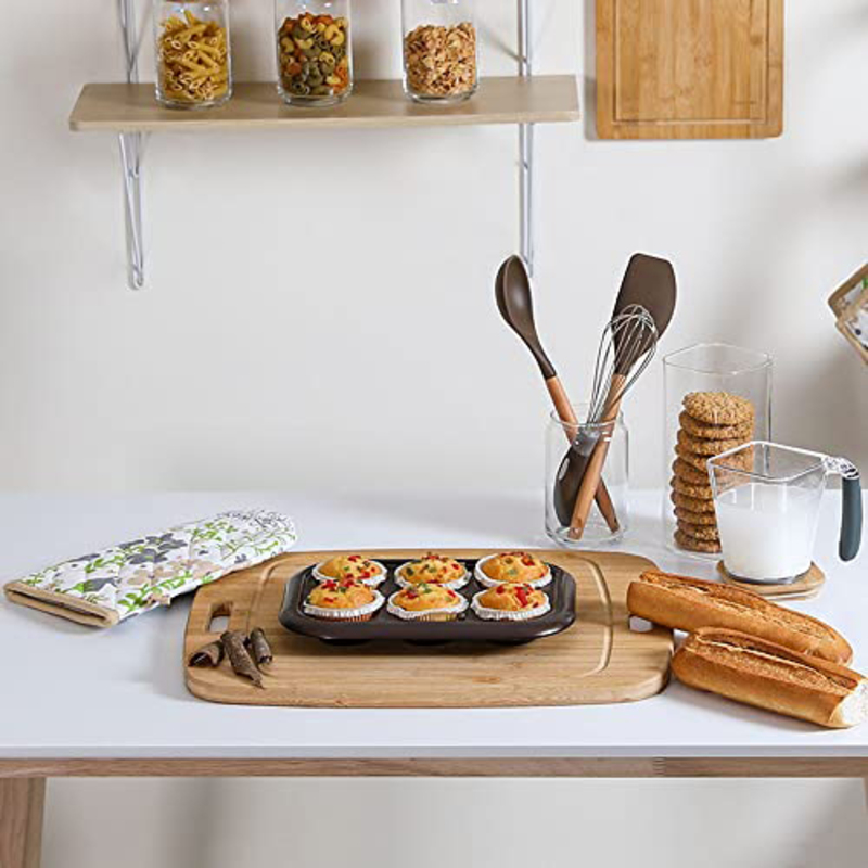 Danube Home 6-Piece Fissman Stainless Steel Rectangle Muffin Pan, CB00971, Brown