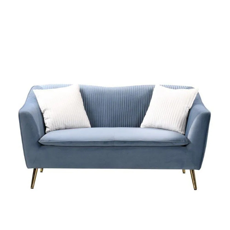 Danube Home Agnes Fabric Sofa, Double Seater, Sky Blue/White