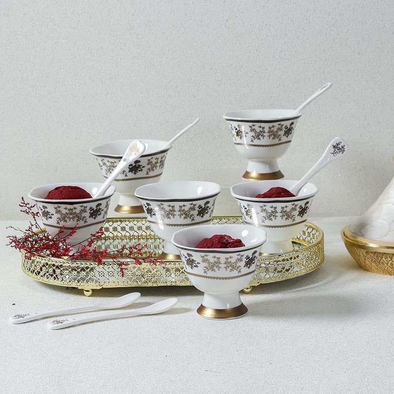 

Danube Home 12-Piece Orchid Rfl Ice Cream Set, White/Gold