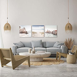 Danube Home Lorena Building And Sea Set - 3 Canvas Framed Art, Multicolor